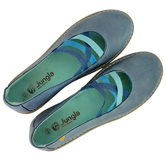 Comfortable Blue Leather Flats - Picture 6 of 12